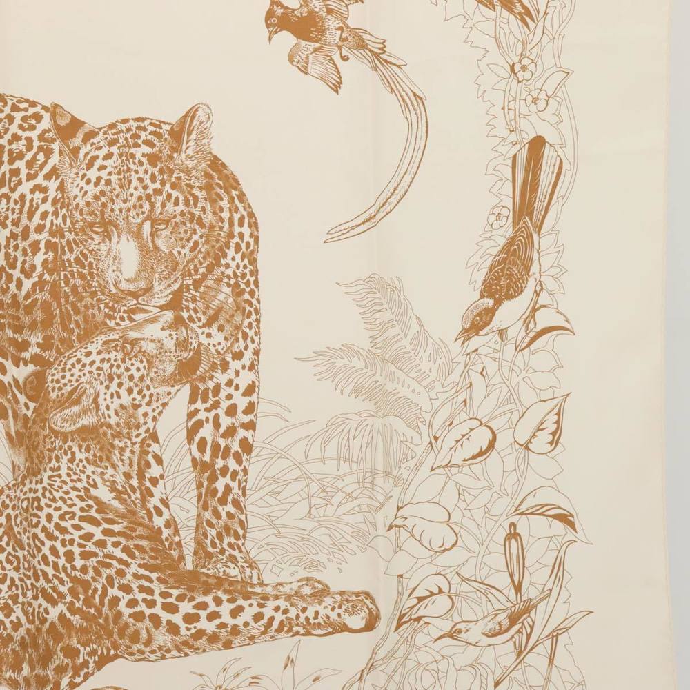 HERMES Carre 90 Scarf JUNGLE LOVE Silk White Auth am6952 - Picture 7 of 16